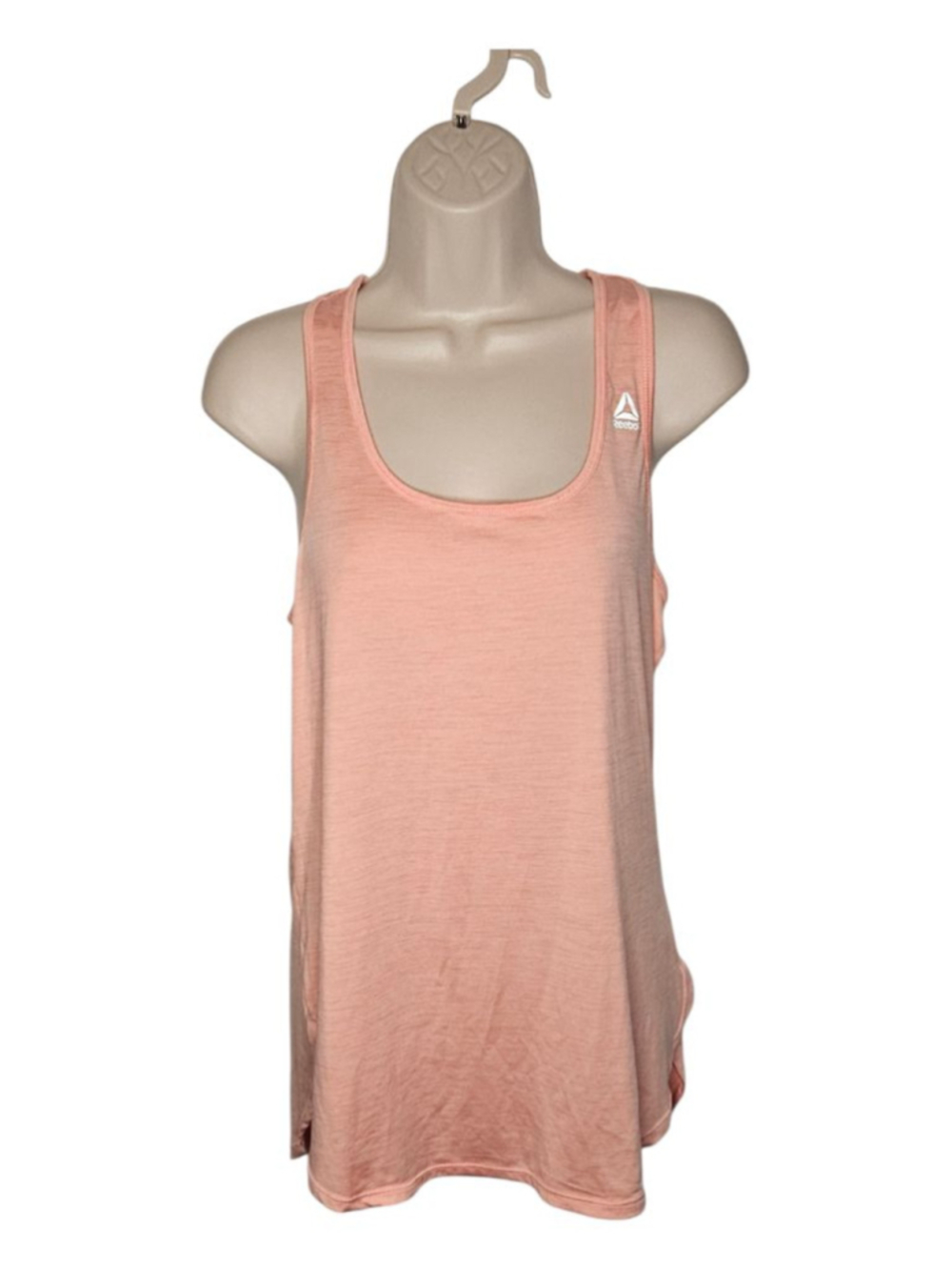 Reebok Women's Racerback Tank Top Large Heather Orange Scoopneck Moisture Wick
